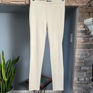Faux Suede Snakeskin Stretch Leggings Minimalist Layering Neutral Cream 40 M